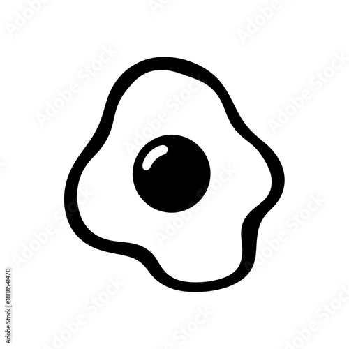 Silhouette of a Fried Egg Sunny Side Up Breakfast Icon Vector