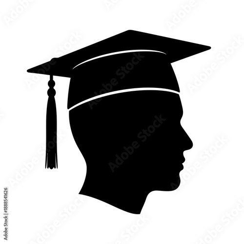 Silhouette of a Graduate Head Mortarboard Hat Student Avatar Vector