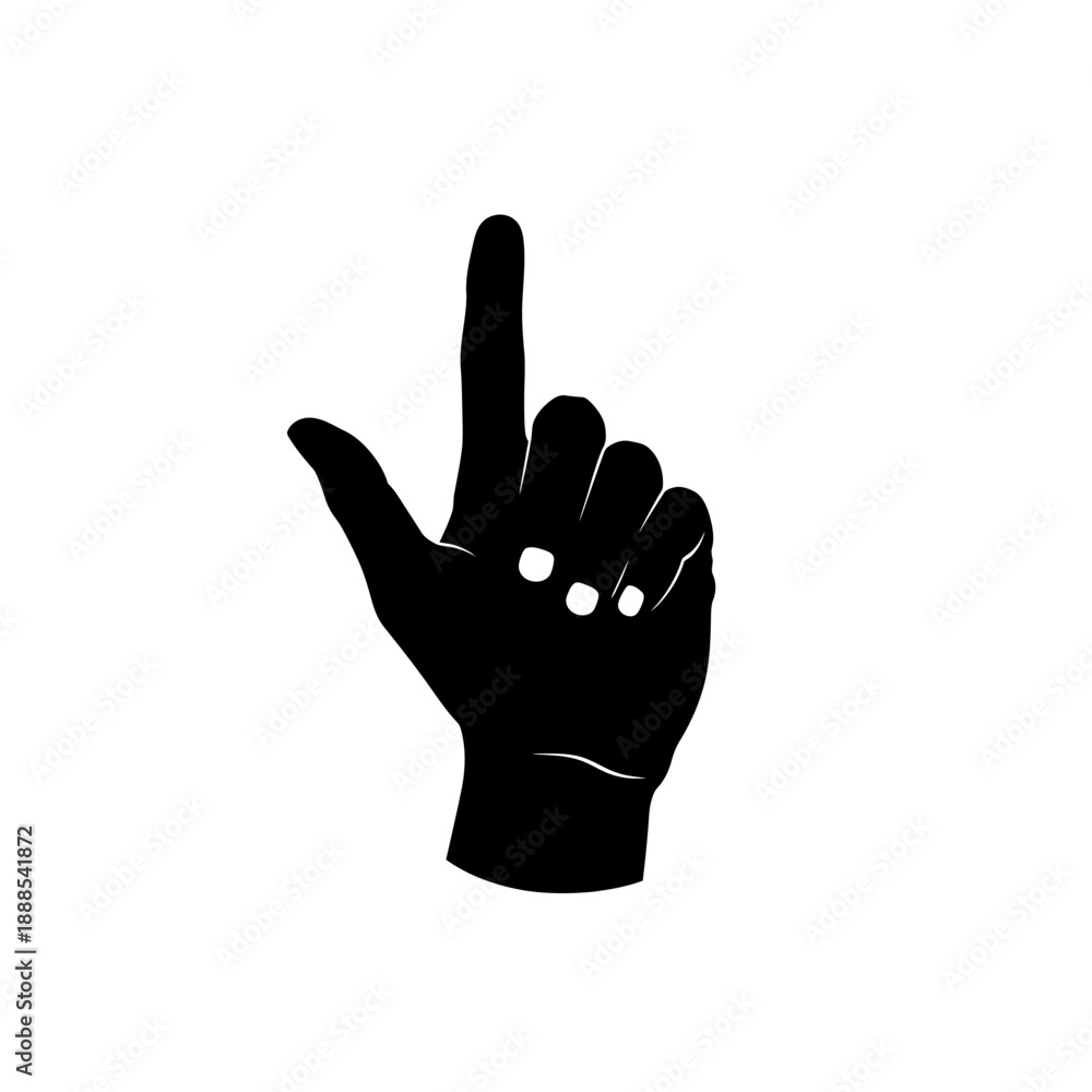 Obraz premium Silhouette of a Hand Pointing Up Index Finger Direction Gesture Vector