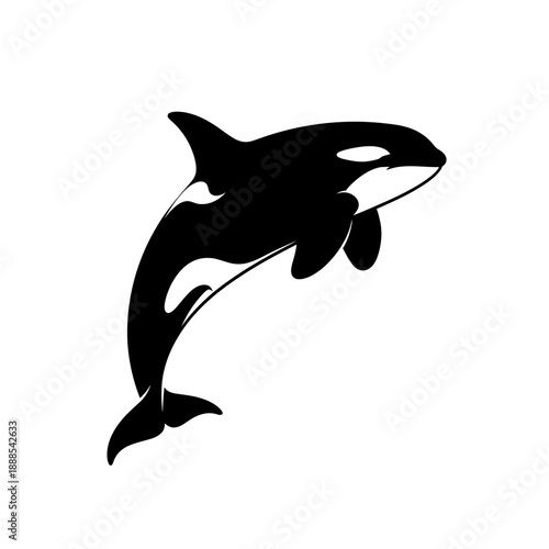 Orca Killer Whale Jumping Silhouette Vector Icon Isolated Sea Animal