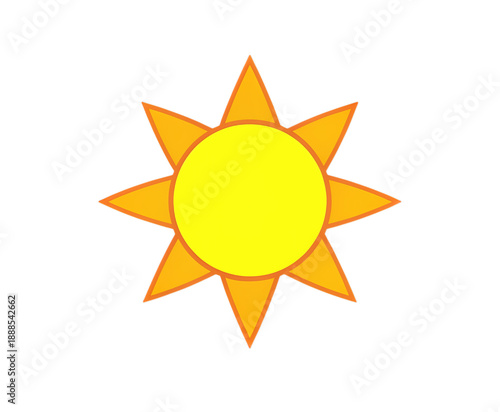 Bright yellow sun shape with pointed rays