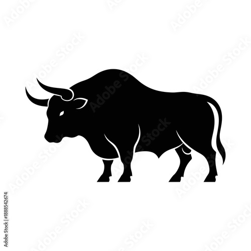 Ox Bull Chinese Zodiac Silhouette Vector Icon Isolated Animal Symbol