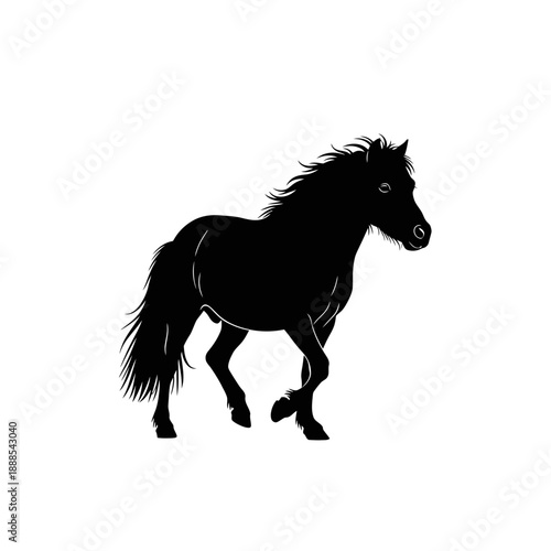 Pony Small Horse Silhouette Vector Icon Isolated Farm Animal