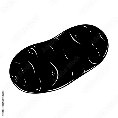 Whole Potato Vegetable Silhouette Vector Icon Isolated Root Food