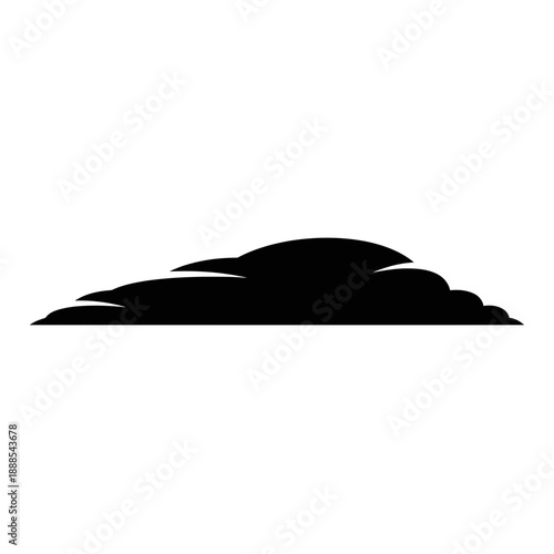 Stratus Cloud Silhouette - Flat Sky Shape Vector - Black Weather Icon Isolated on White for Atmosphere Design