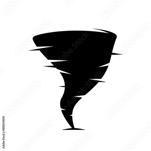 Tornado Wind Silhouette - Cyclone Storm Vector Icon - Black Weather Disaster Shape Isolated for Warning Signs