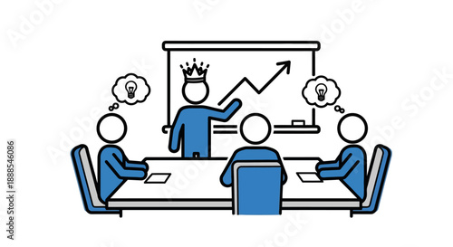Business meeting with leader presenting growth chart strategy.