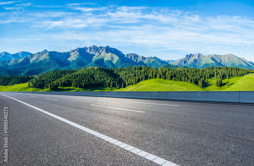 Wallpaper Mural Empty asphalt highway road and green forest with mountain natural landscape in summer Torontodigital.ca