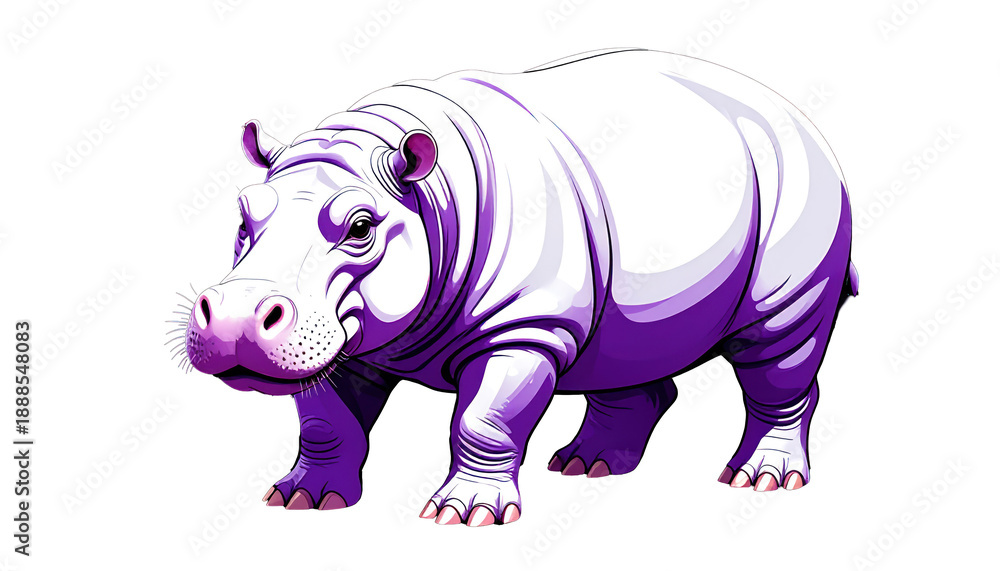 Fototapeta premium A majestic rhinoceros illustration standing proudly with J reference art style