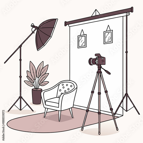 Photography Studio Setup with Camera Lights and Backdrop 2.