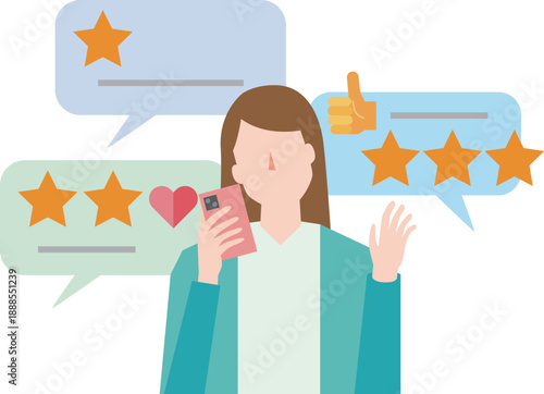 口コミやレビューを確認する女性