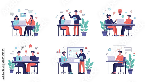 teamwork office, business people working together, brainstorming