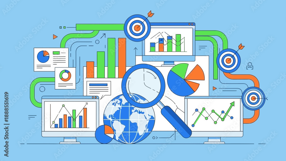 Naklejka premium data analysis concept, business analytics, global statistics