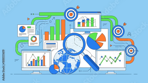 data analysis concept, business analytics, global statistics