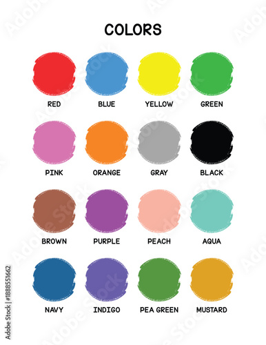 Educational Colors Poster Featuring Basic and Advanced Shades for Preschool and Early Learning