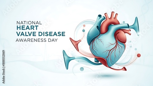 Heart health awareness with stylized heart illustration for National Heart Valve Disease Awareness Day