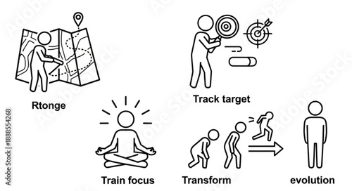 Business strategy and personal development icons set.
