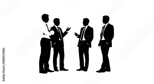 Business discussion silhouette featuring group of professionals in suits engaging in conversation