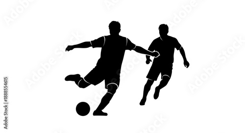 Silhouette illustration showcasing dynamic soccer players engaged in an intense match