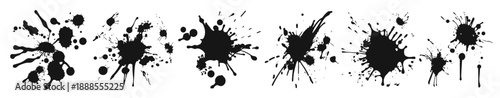 artistic black ink splatters on a white background