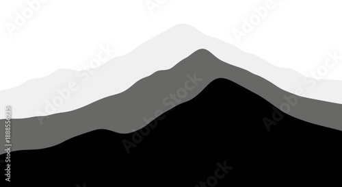 Monochromatic mountain range illustration in shades of gray and white offering a calming aesthetic
