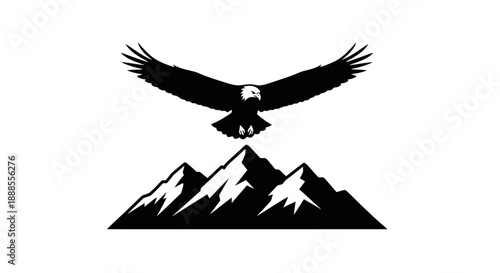 Majestic Eagle Soaring Above Mountain Peaks: A Symbol of Freedom and Wilderness
