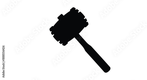 A striking black hammer shape against a white background silhouette