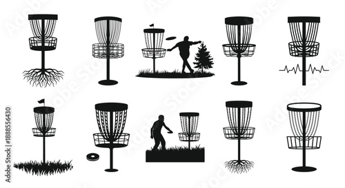 disc golf basket with frisbee silhouette disc golf files