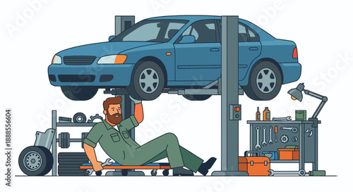 Car Mechanic Repair Illustration
