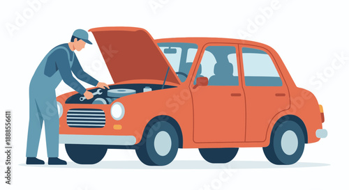 Car Mechanic Repair Illustration
