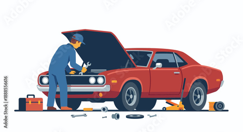 Car Mechanic Repair Illustration
