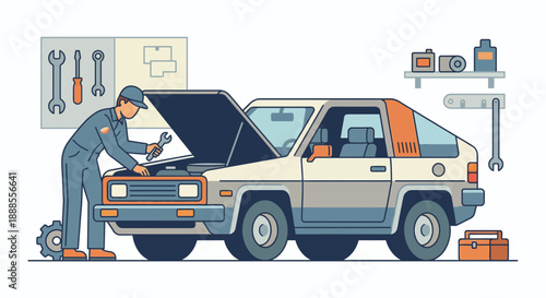 Car Mechanic Repair Illustration
