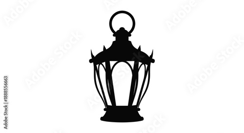 A detailed black silhouette of an antique lantern design silhouette