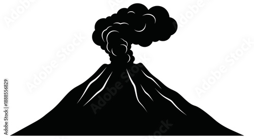 Volcanic eruption vector illustration showing power and geological activity in nature