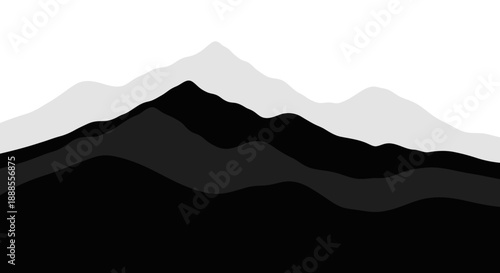 Minimalist monochrome mountain range illustration offering a serene and peaceful design with