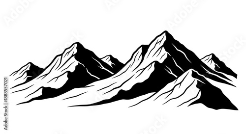 Majestic mountain range silhouette illustration symbolizing adventure and nature views