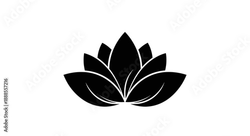 Elegant Black and White Lotus Flower Illustration for Serenity and Spirituality