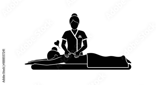 Serene spa treatment icon depicting wellness massage therapy for relaxation and self care
