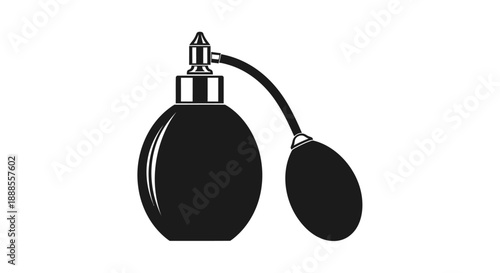 Elegant Vintage Perfume Bottle Illustration in Minimalist Black and White Design