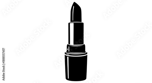 Sleek black and white lipstick illustration for beauty and makeup themes