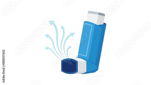 Asthma inhaler device illustration for respiratory treatment and breathing relief