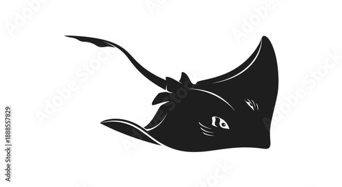 Stylized stingray illustration showcasing marine wildlife in monochromatic design perfect for