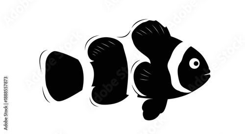 Elegant monochrome clownfish illustration on white background evoking sea life wonder