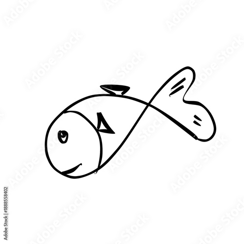 Simple Fish Line Drawing, Minimalist Animal Drawing
