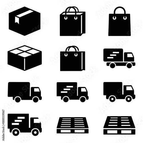 Logistics and Shipping Services Icon Set Collection