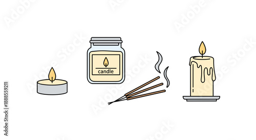 Aromatherapy Spa and Relaxing Candle Icons