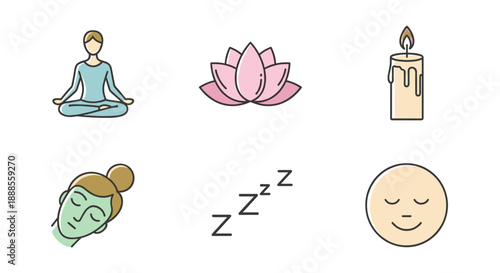 Mental Health and Peace Meditation Icons