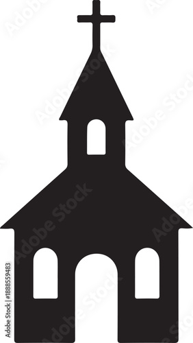 Church Building Icon Silhouette Christian Religion Symbol
