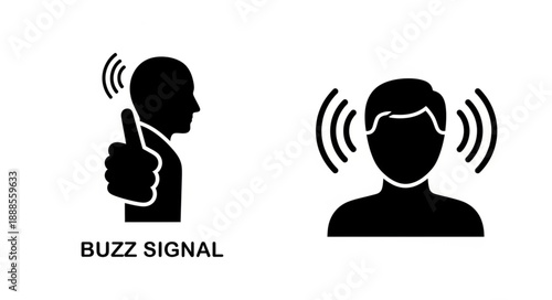 Buzz Signal Icon Showing Human Head and Thumb Up.