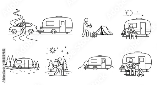 Camping and Road Trip Illustrations.